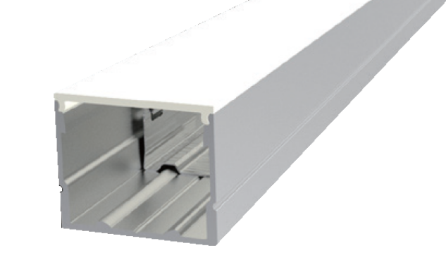 Алюминиевый профиль для LED ленты AC230V накладной 2440х20х20 мм (максимальная ширина ленты 14,9 мм) c рассеивателем опал и комплектом стальных монтажных скоб (8 шт.)